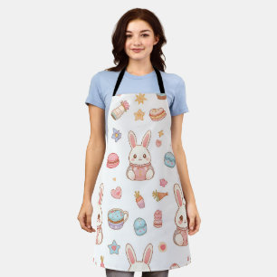 Kawaii Bunny Café Easter Cute Chibi Bunnies Apron