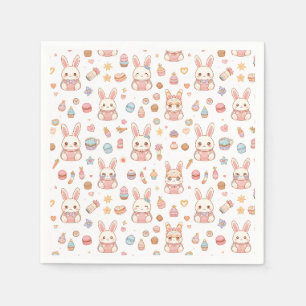 Kawaii Bunny Café Easter Cute Chibi Bunnies Napkins