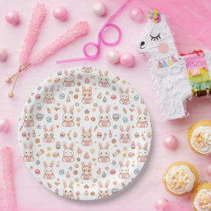 Kawaii Bunny Café Easter Cute Chibi Bunnies  Paper Plates
