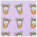 Kawaii Bunny Carrot with Purple Background Fabric
