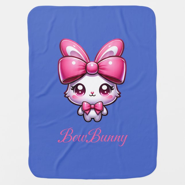 Kawaii Bunny Coquette, BowBunny Baby Blanket (Front)