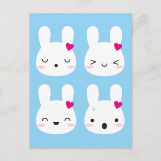 Kawaii Bunny Emotions Postcard