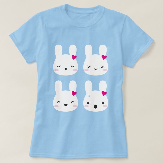 Kawaii Bunny Emotions T-Shirt (Design Front)