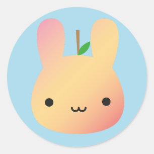Kawaii Bunny Fruit & Vegetables - Peach Classic Round Sticker