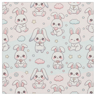 Kawaii Bunny Happy Rabbit Fabric