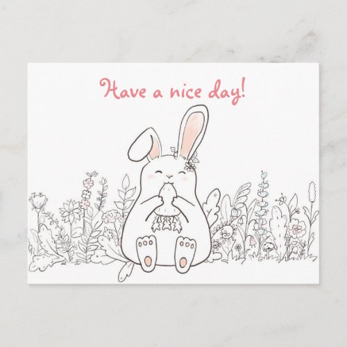 Kawaii Bunny Have A Nice Day Postcard