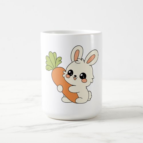 Kawaii Bunny Holding Carrot Ceramic Mug