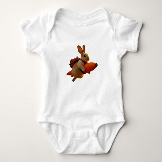Kawaii Bunny Jetpack T-shirt – Chubby Rabbit Blast Baby Bodysuit (Front)