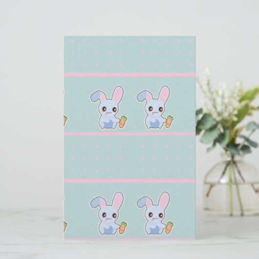 Kawaii Bunny pink mint accessories personalized (Standing Front)