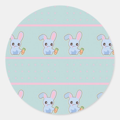 Kawaii Bunny pink mint accessories personalized Classic Round Sticker