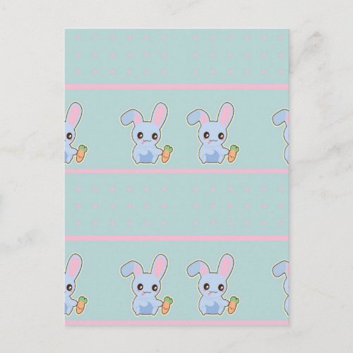 Kawaii Bunny pink mint accessories personalized Postcard