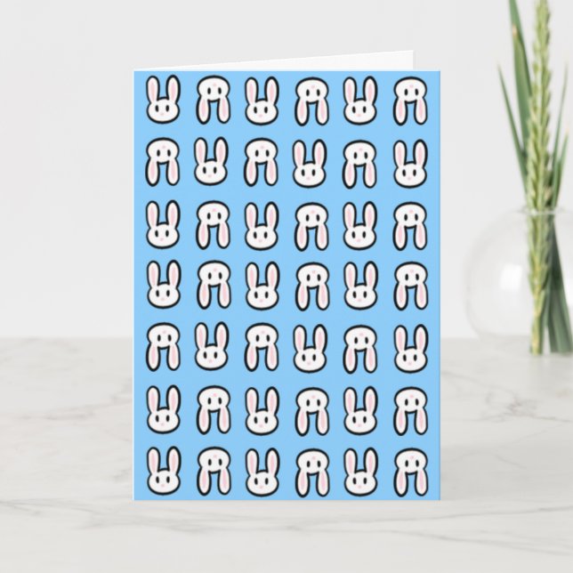Kawaii Bunny Print Holiday Card (Front)