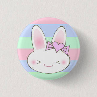 Kawaii Bunny Rabbit & Bow Pinback Button