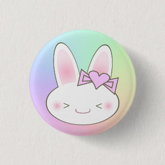 Kawaii Bunny Rabbit & Bow Pinback Button