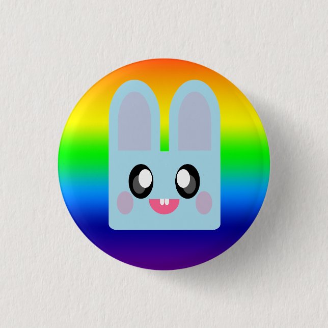 KAWAII BUNNY RABBIT CUDDLY EASTER ANIMAL SWEET PINBACK BUTTON (Front)