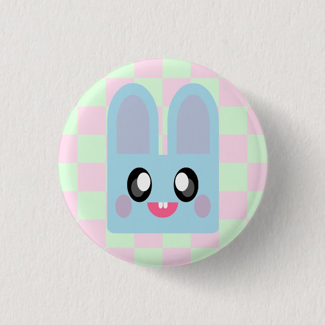 KAWAII BUNNY RABBIT CUDDLY EASTER ANIMAL SWEET PINBACK BUTTON (Front)