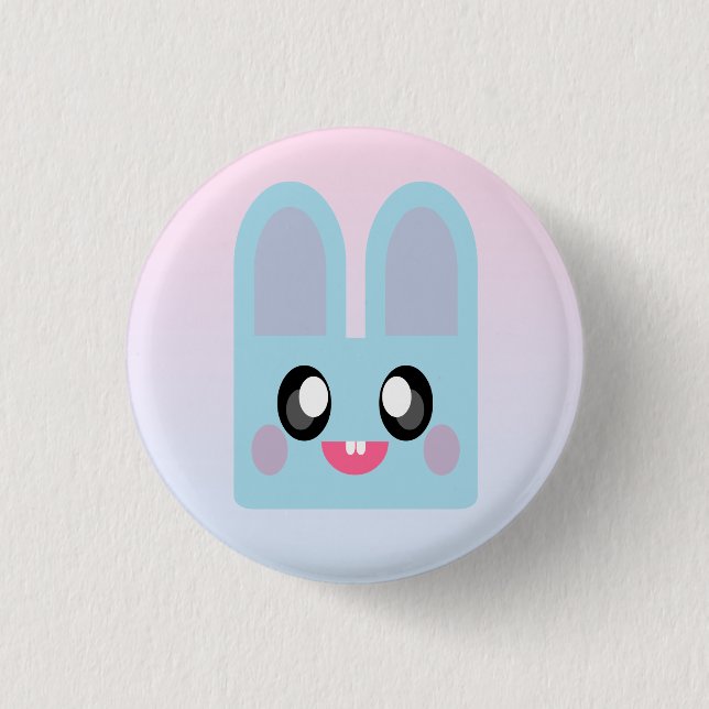 KAWAII BUNNY RABBIT CUDDLY EASTER ANIMAL SWEET PINBACK BUTTON (Front)