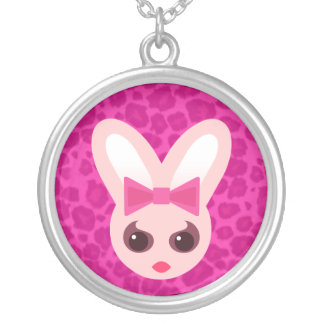 Kawaii Bunny Rabbit Diva Pink Leopard Necklace