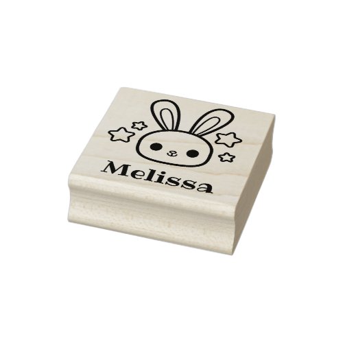 Kawaii Bunny Rabbit Rubber Stamp with your name