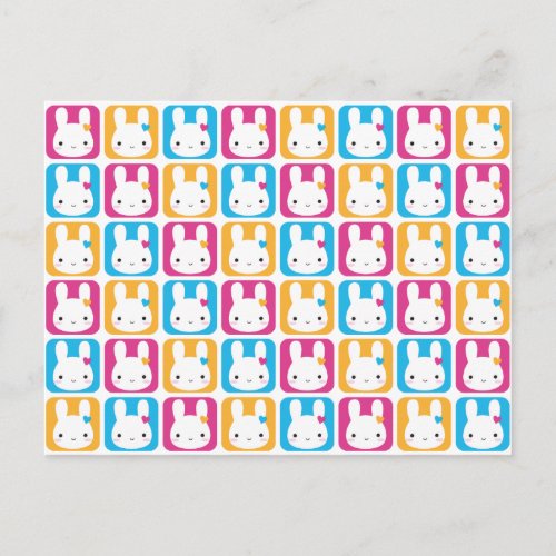 Kawaii Bunny Squares Postcard