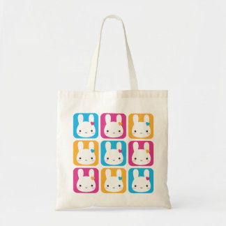 Kawaii Bunny Squares Tote Bag