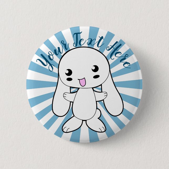 Kawaii Bunny's Hug Custom Button (Front)