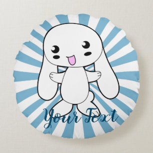 Kawaii Bunny's Hug Custom Round Pillow