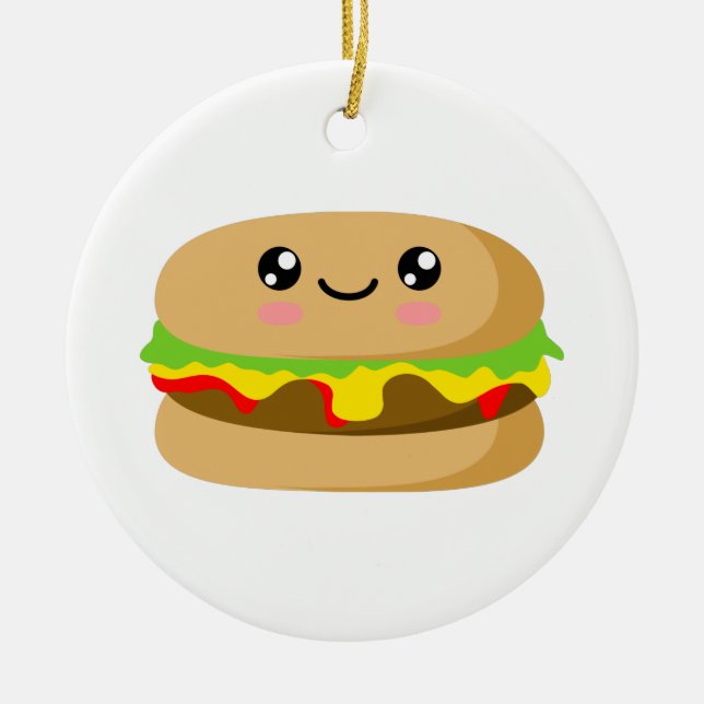 Kawaii Burger Ceramic Ornament (Front)