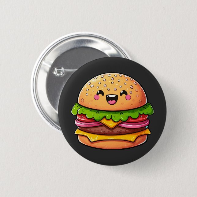 Kawaii Burger Delight Button (Front & Back)