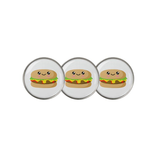Kawaii Burger Golf Ball Marker (3 Up)
