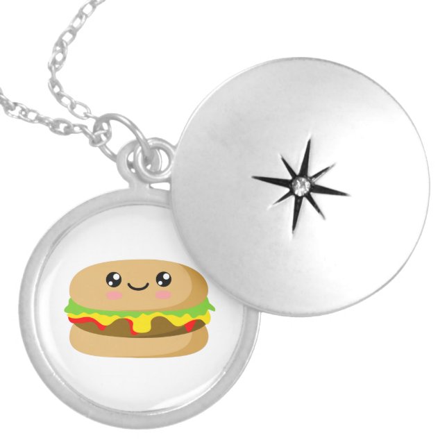 Kawaii Burger Locket Necklace (Front)
