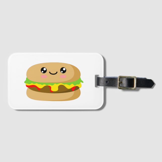 Kawaii Burger Luggage Tag (Front Horizontal)