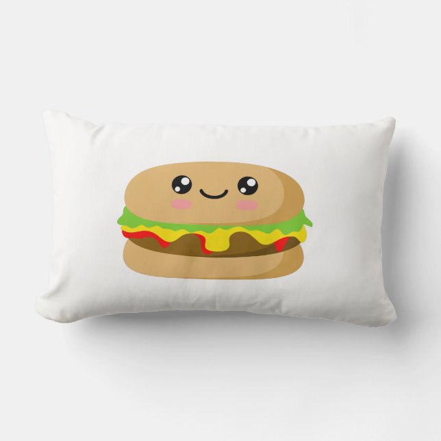 Kawaii Burger Lumbar Pillow (Front)