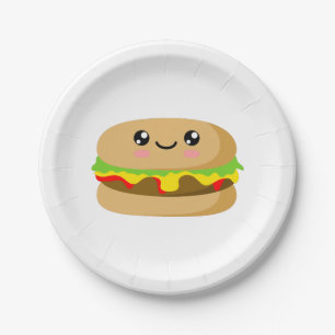 Kawaii Burger Paper Plates
