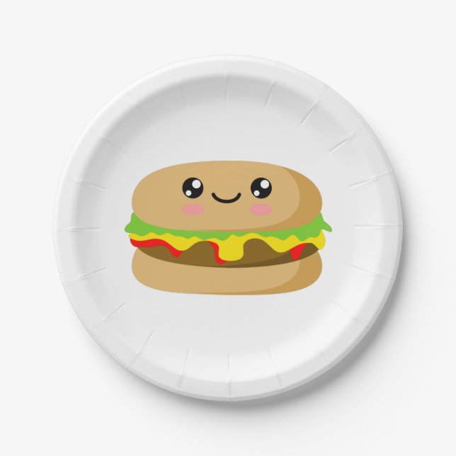 Kawaii Burger Paper Plates (Front)