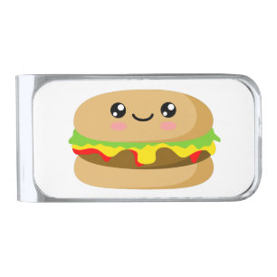 Kawaii Burger Silver Finish Money Clip