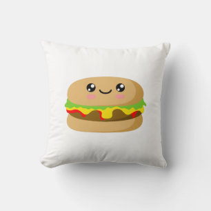 Kawaii Burger Throw Pillow