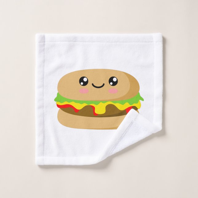 Kawaii Burger Wash Cloth (Wash Cloth)
