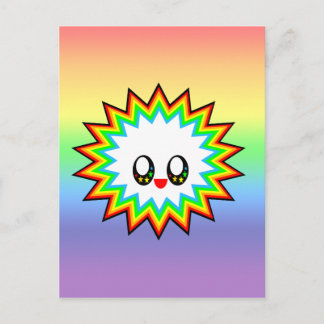 KAWAII BURST RAINBOW HAPPY FACE POSTCARD