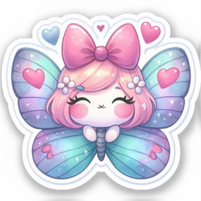 Kawaii Butterfly Sticker (Front)