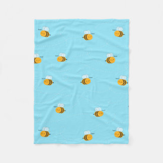 Kawaii Buzzy Bumble Bees Fleece Blanket