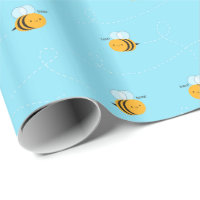 Kawaii Buzzy Bumble Bees Wrapping Paper