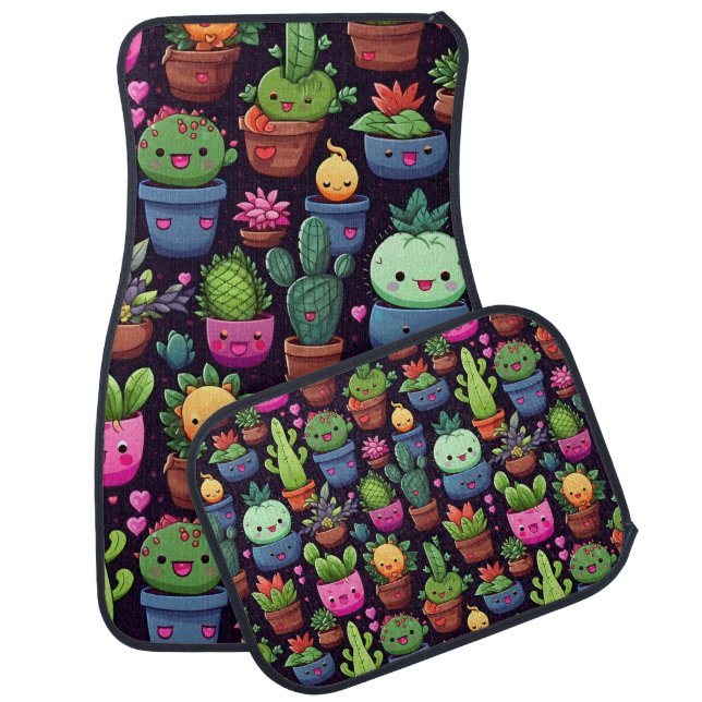 Kawaii Cactus Car Mats (Set)