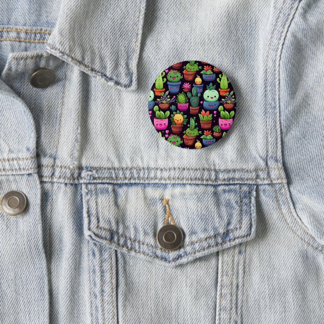 Kawaii Cactus Friends Button (In Situ)