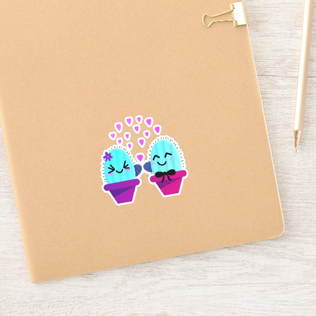 kawaii cactus love sticker (Notebook)