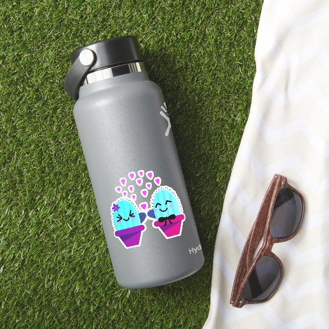 kawaii cactus love sticker (HydroFlask Insitu)