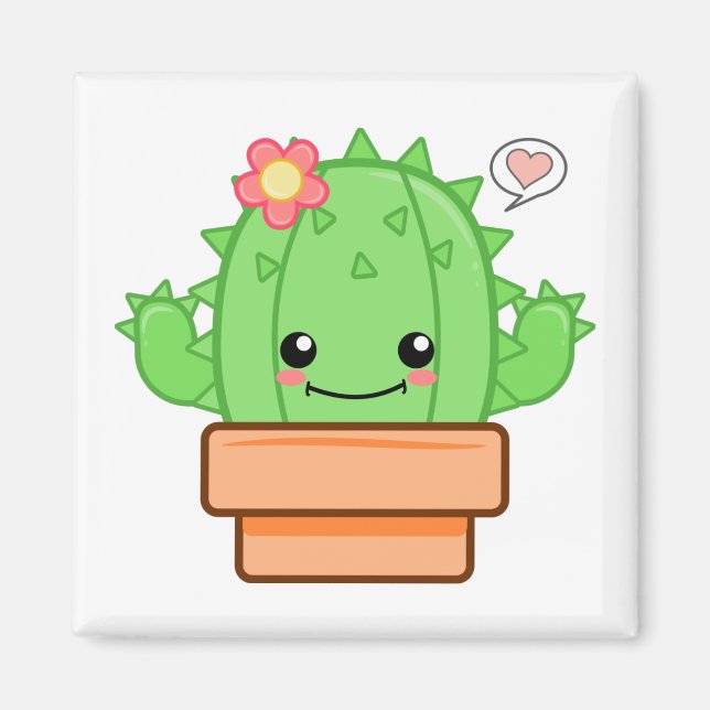 Kawaii Cactus Magnet (Front)