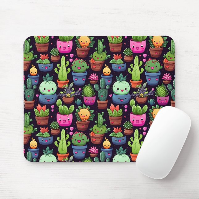Kawaii Cactus Mouse Pad (With Mouse)