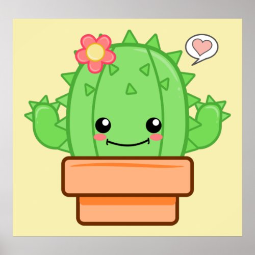 Kawaii Cactus Poster