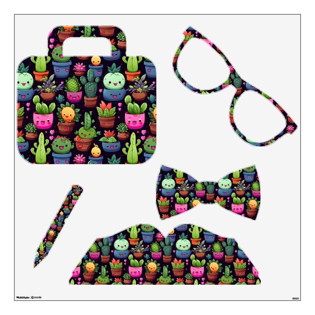 Kawaii Cactus Wall Decals (Front)
